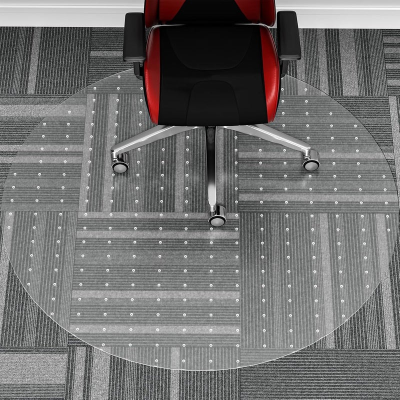 WASJOYE Office Chair Mat for Carpet, 48" x 48" Round Clear Home Chair Mat Carpet Protector with Non-Slip Studded for Computer Office Desk Rolling Chair - Image 1